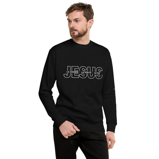 Sweatshirt premium unisexe Jésus le chemin la vérité la vie